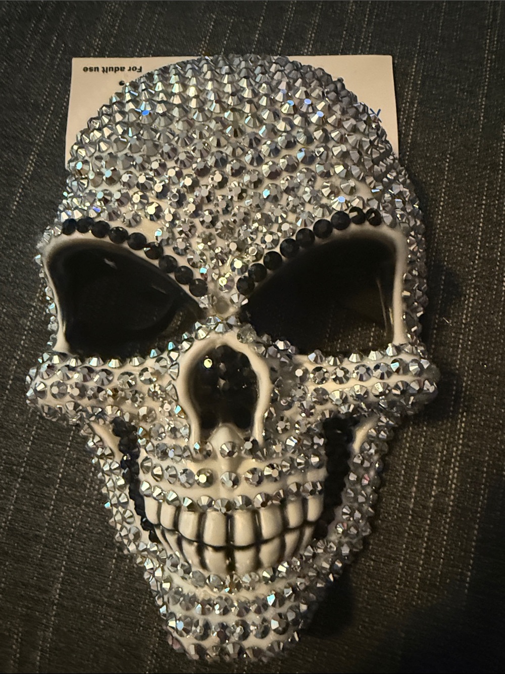 Halloween Crystal Skull Mask - White and Silver Bedazzled